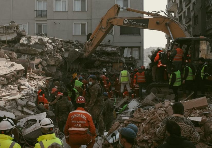 Rescuers work tirelessly amidst rubble in Antakya, Hatay, Türkiye, after an earthquake.